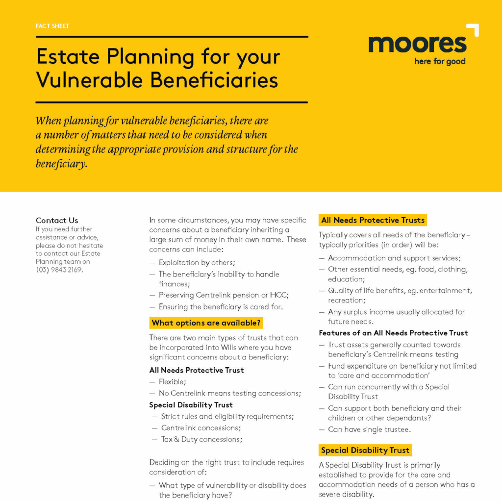 Estate Planning for your Vulnerable Beneficiaries