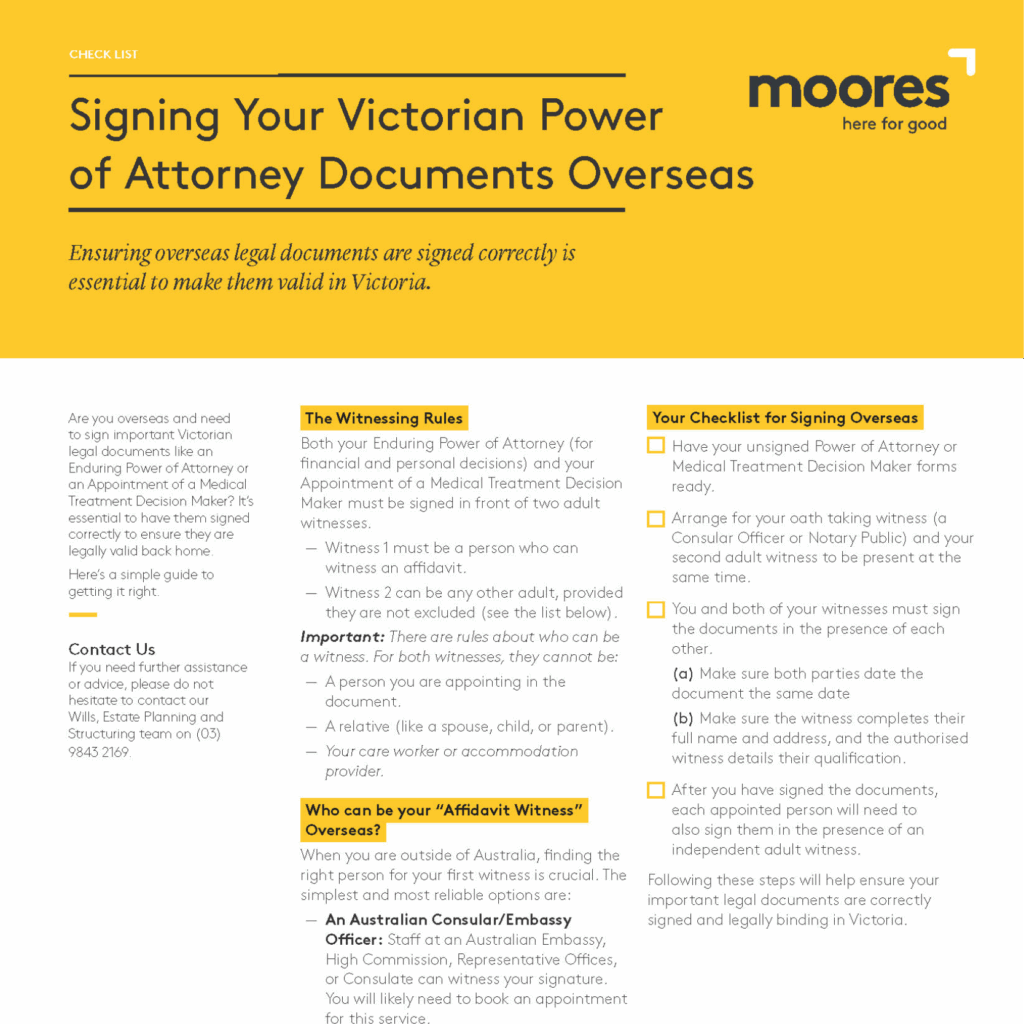 Signing Your Victorian Power of Attorney Documents Overseas